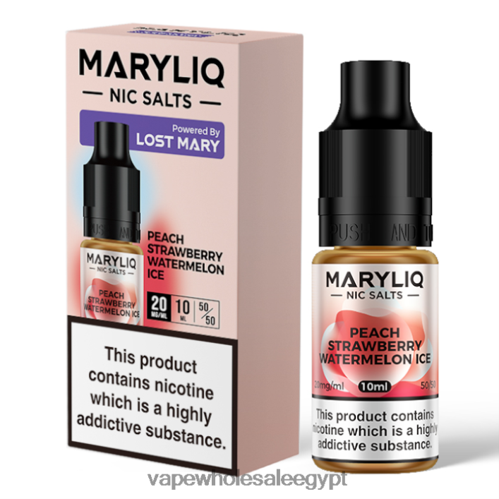 2R86DB451 - Vape مصر خوخ، فراولة، بطيخ، ثلج LOST MARY MARYLIQ أملاح النيكوتين - 10 مل - 20 ملغ