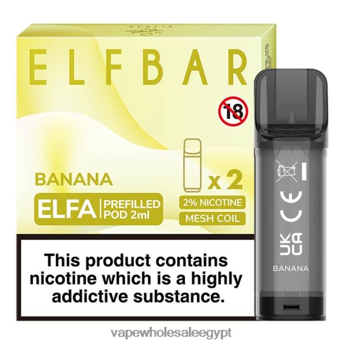 2R86DB315 - Vape Alexandria Egypt موز ELFBAR Elfa جراب مملوء مسبقًا - 2 مل - 20 ملجم (عبوتان)