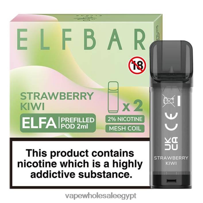 2R86DB317 - Vape بالجملة كيوي فراولة ELFBAR Elfa جراب مملوء مسبقًا - 2 مل - 20 ملجم (عبوتان)