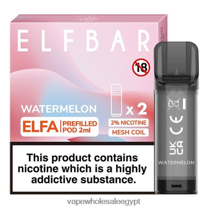 2R86DB318 - شراء Vape بالجملة بطيخ ELFBAR Elfa جراب مملوء مسبقًا - 2 مل - 20 ملجم (عبوتان)