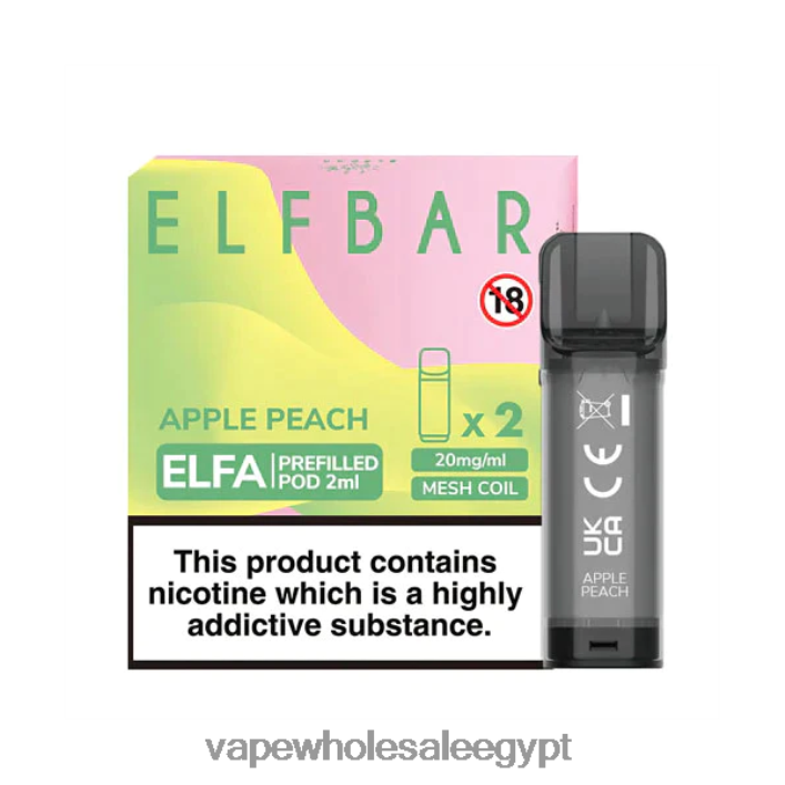 2R86DB325 - Vape Alexandria Egypt التفاح والخوخ ELFBAR Elfa جراب مملوء مسبقًا - 2 مل - 20 ملجم (عبوتان)