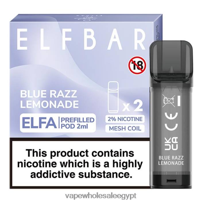 2R86DB327 - Vape بالجملة عصير الليمون الأزرق ELFBAR Elfa جراب مملوء مسبقًا - 2 مل - 20 ملجم (عبوتان)