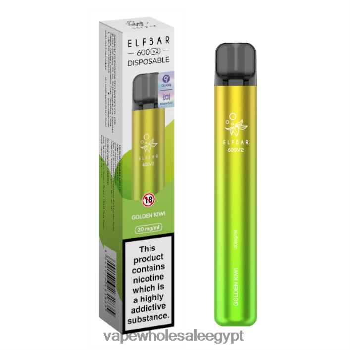 2R86DB283 - Disposable Vape مصر الكيوي الذهبي ELFBAR 600V2 20 ملغ