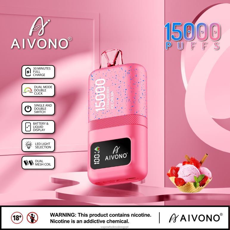 Aivono AIM magic 15000 آيس كريم الفراولة - R6RTR66 شراء Vape بالجملة