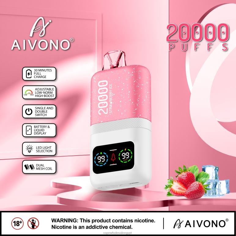 Aivono AIM magic 20000 جليد الفراولة - R6RTR74 Vape بالجملة