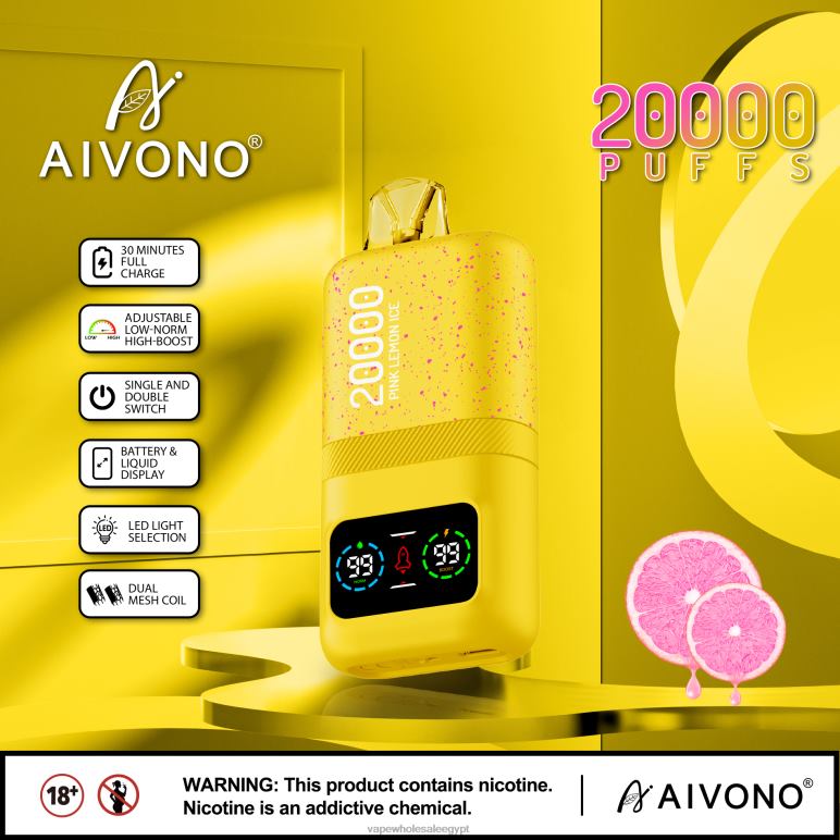 Aivono AIM magic 20000 ثلج ليمون وردي - R6RTR83 Vape بالجملة