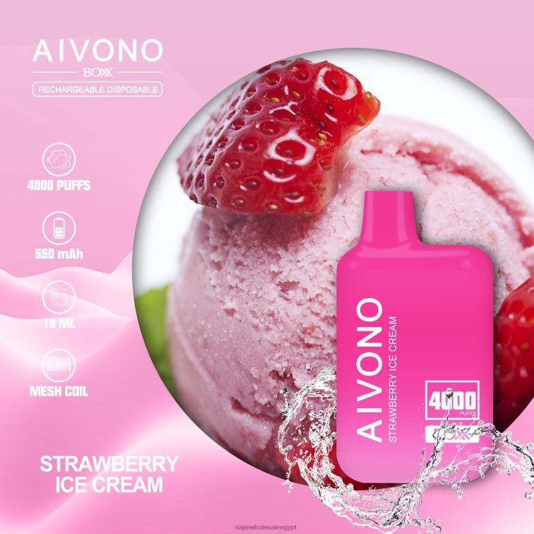 Aivono AIM BOXX 4000 آيس كريم الفراولة - R6RTR221 Disposable Vape Cairo