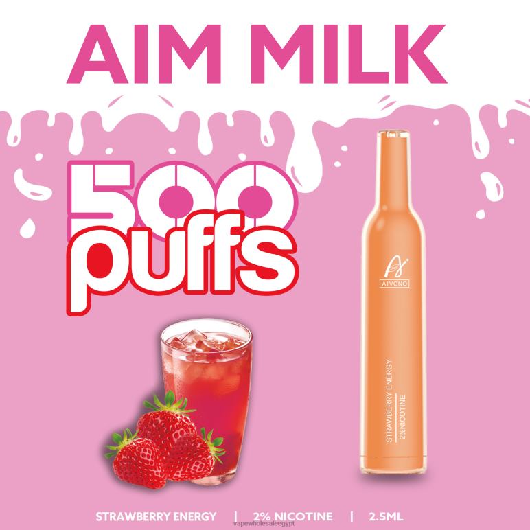 Aivono AIM MILK 500 طاقة الفراولة - R6RTR266 Disposable Vape Cairo