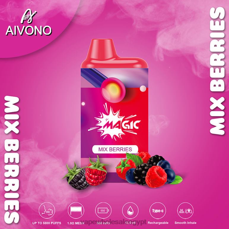 Aivono AIM MAGIC 5800 علبة سجائر بالفم مزيج التوت - R6RTR100 Vape Wholesale Egypt