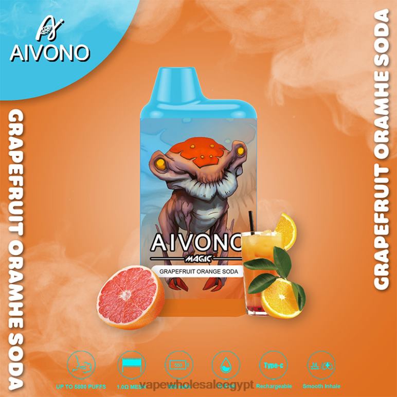 Aivono AIM MAGIC 5800 علبة سجائر بالفم صودا برتقال جريب فروت - R6RTR101 Vape بالجملة