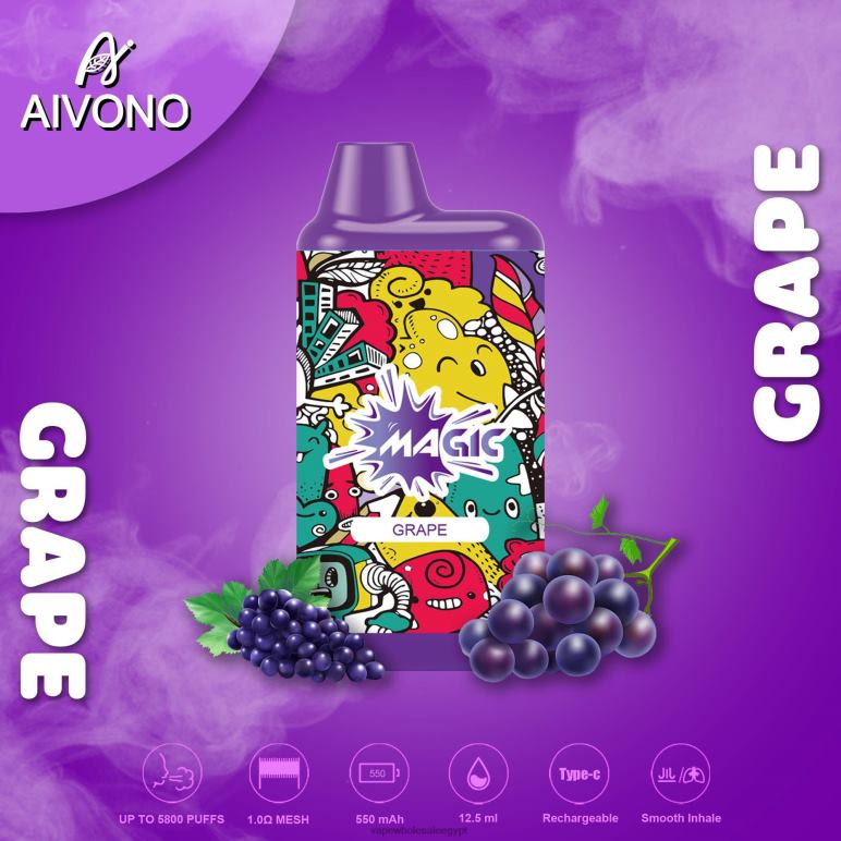 Aivono AIM MAGIC 5800 علبة سجائر بالفم العنب - R6RTR92 Vape بالجملة