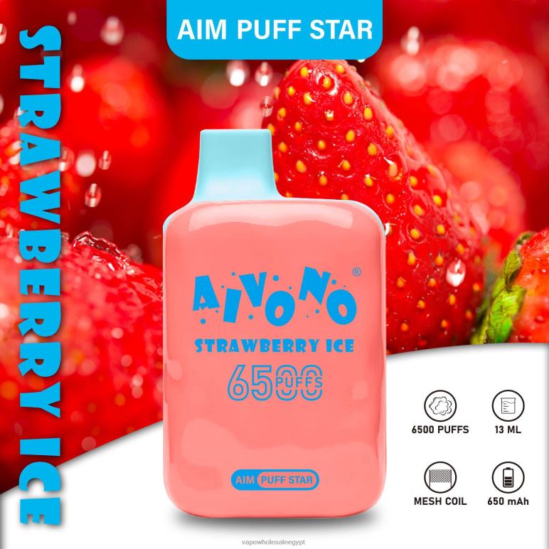 Aivono AIM PUFF STAR 6500 جليد الفراولة - R6RTR288 Vape Store مصر