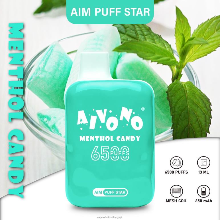 Aivono AIM PUFF STAR 6500 حلوى المنثول - R6RTR295 Vape مصر الجديدة