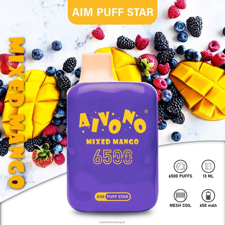 Aivono AIM PUFF STAR 6500 مانجو مختلطة - R6RTR296 Disposable Vape مصر