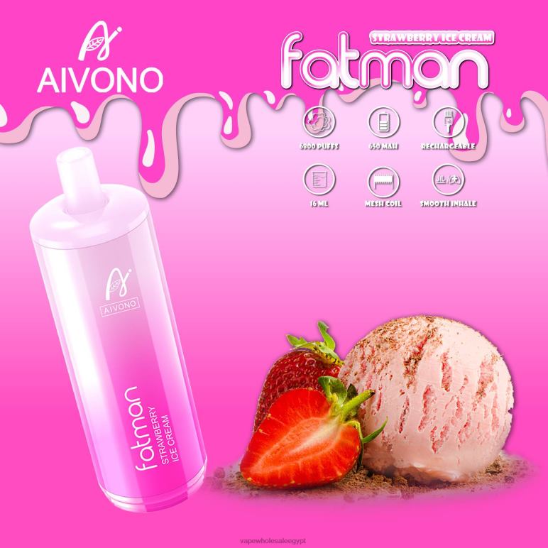 Aivono FATMAN 6800 آيس كريم الفراولة - R6RTR21 شراء Vape بالجملة