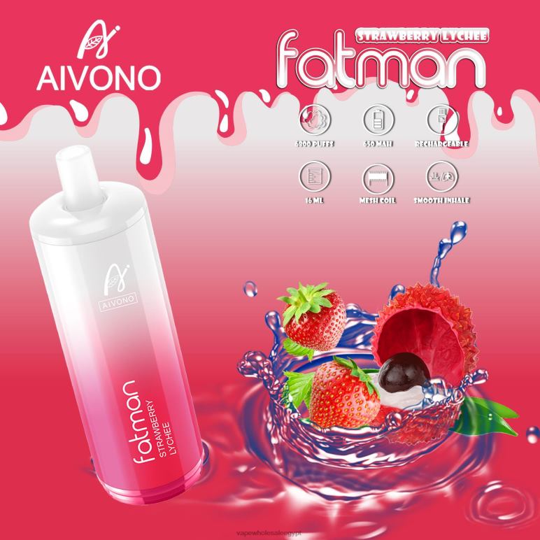 Aivono FATMAN 6800 ليتشي الفراولة - R6RTR23 Disposable Vape Cairo