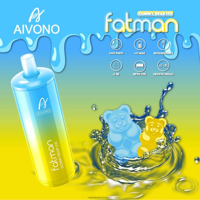 Aivono FATMAN 6800 الجليد الدب غائر - R6RTR32 Disposable Vape Cairo