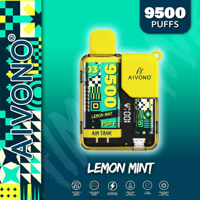 Aivono AIM TANK 9500 ليمون نعناع - R6RTR35 Disposable Vape مصر