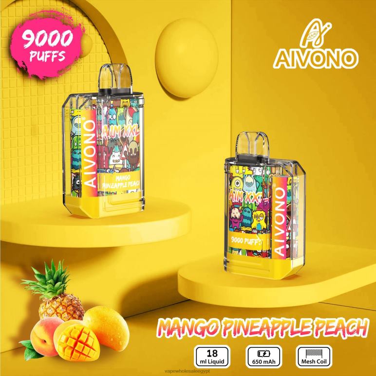 Aivono AIM XXL 9000 ملصق فم شفاف مانجو اناناس خوخ - R6RTR49 Cairo Vape Shop