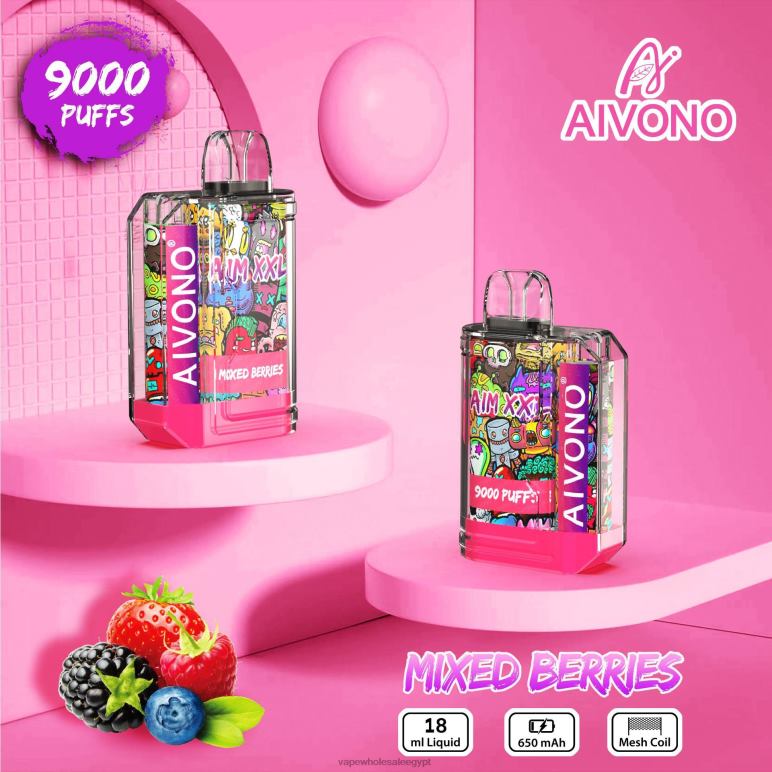 Aivono AIM XXL 9000 ملصق فم شفاف التوت المختلط - R6RTR51 Vape مصر