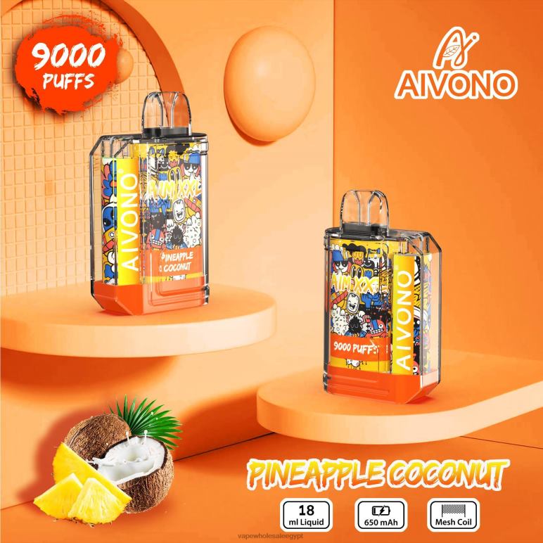 Aivono AIM XXL 9000 ملصق فم شفاف جوز الهند الأناناس - R6RTR52 Vape مصر الجديدة