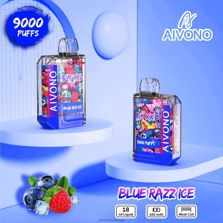 Aivono AIM XXL 9000 ملصق فم شفاف الجليد الأزرق - R6RTR54 Vape Store مصر