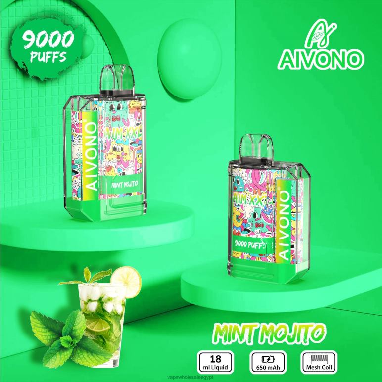 Aivono AIM XXL 9000 ملصق فم شفاف موهيتو النعناع - R6RTR55 Vape Wholesale Egypt