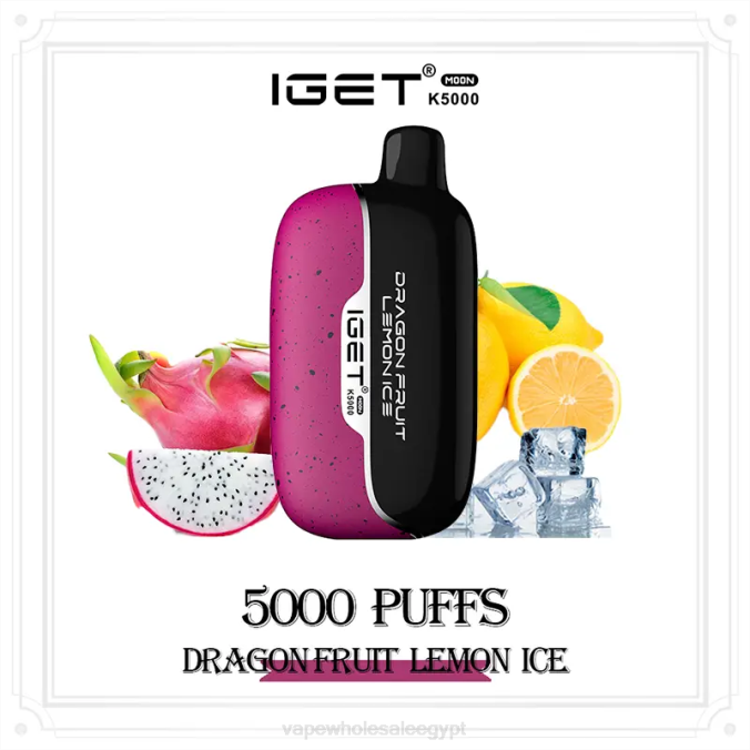 Vape بالجملة 2JBJ20 فاكهة التنين مثلجة بالليمون IGET Moon k5000