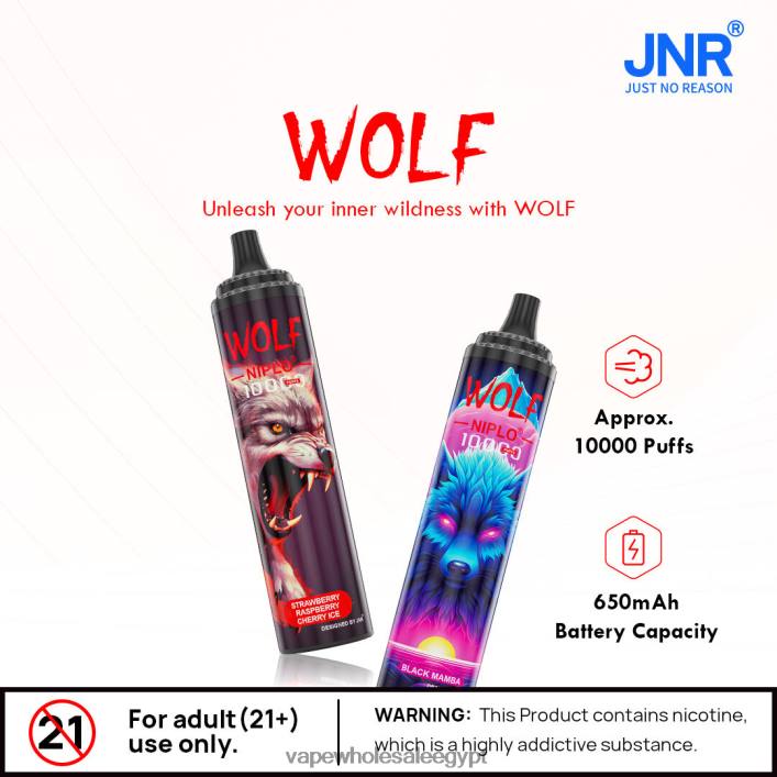 2R86DB100 - Disposable Vape Cairo الكرز الأزرق JNR WOLF NIPLO