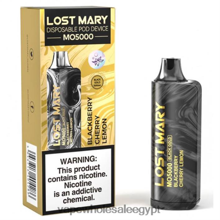 2R86DB343 - Disposable Vape مصر ليمون الكرز بلاك بيري LOST MARY MO5000 الذهب الأسود 10 مل