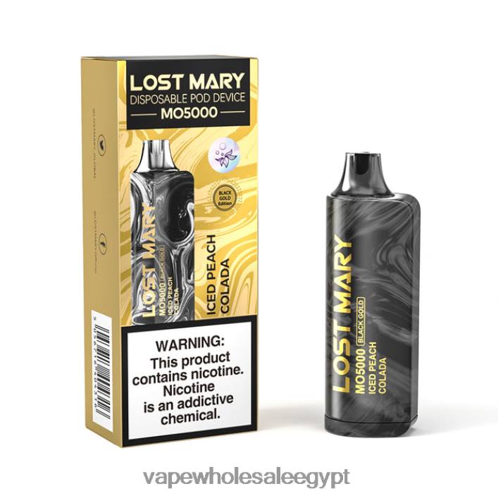 2R86DB345 - Vape Alexandria Egypt كولادا الخوخ المثلج LOST MARY MO5000 الذهب الأسود 10 مل